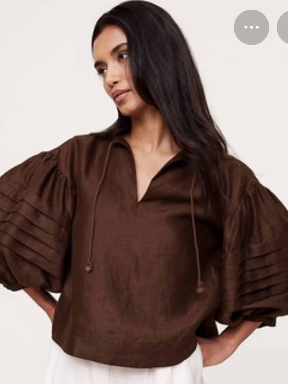 NWT Banana Republic Linen Peasant Expresso Brown Sz Small - Picture 4 of 8